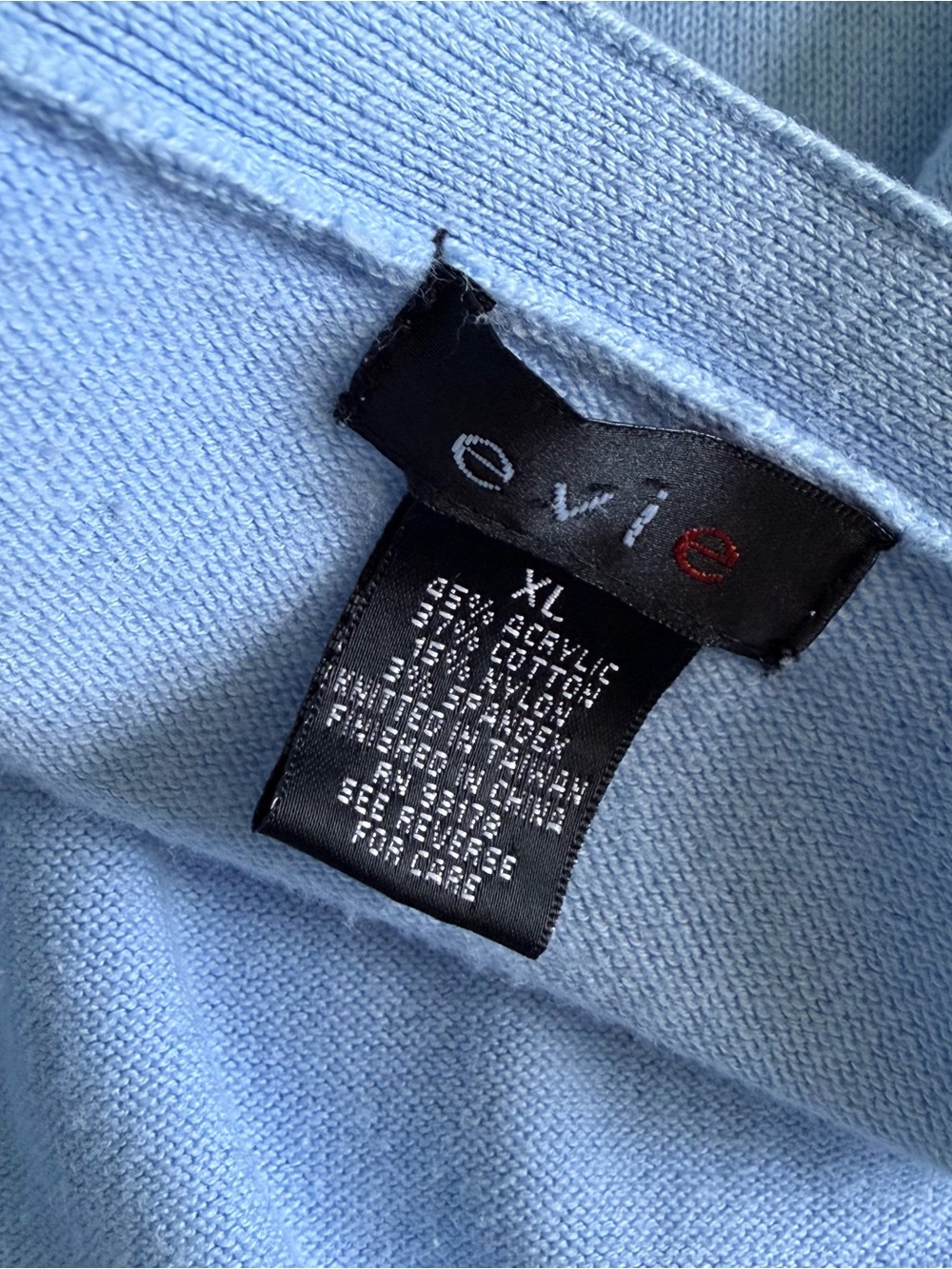Vintage Evie Light Baby Blue Cotton V-Neck Size XL Retro Y2K Cardigan Sweater - Picture 16 of 16